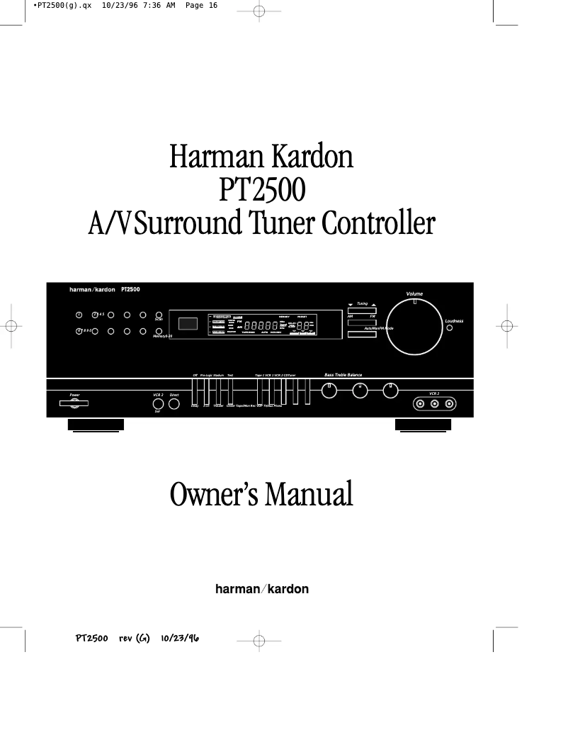 First page image of the manual for PT2500