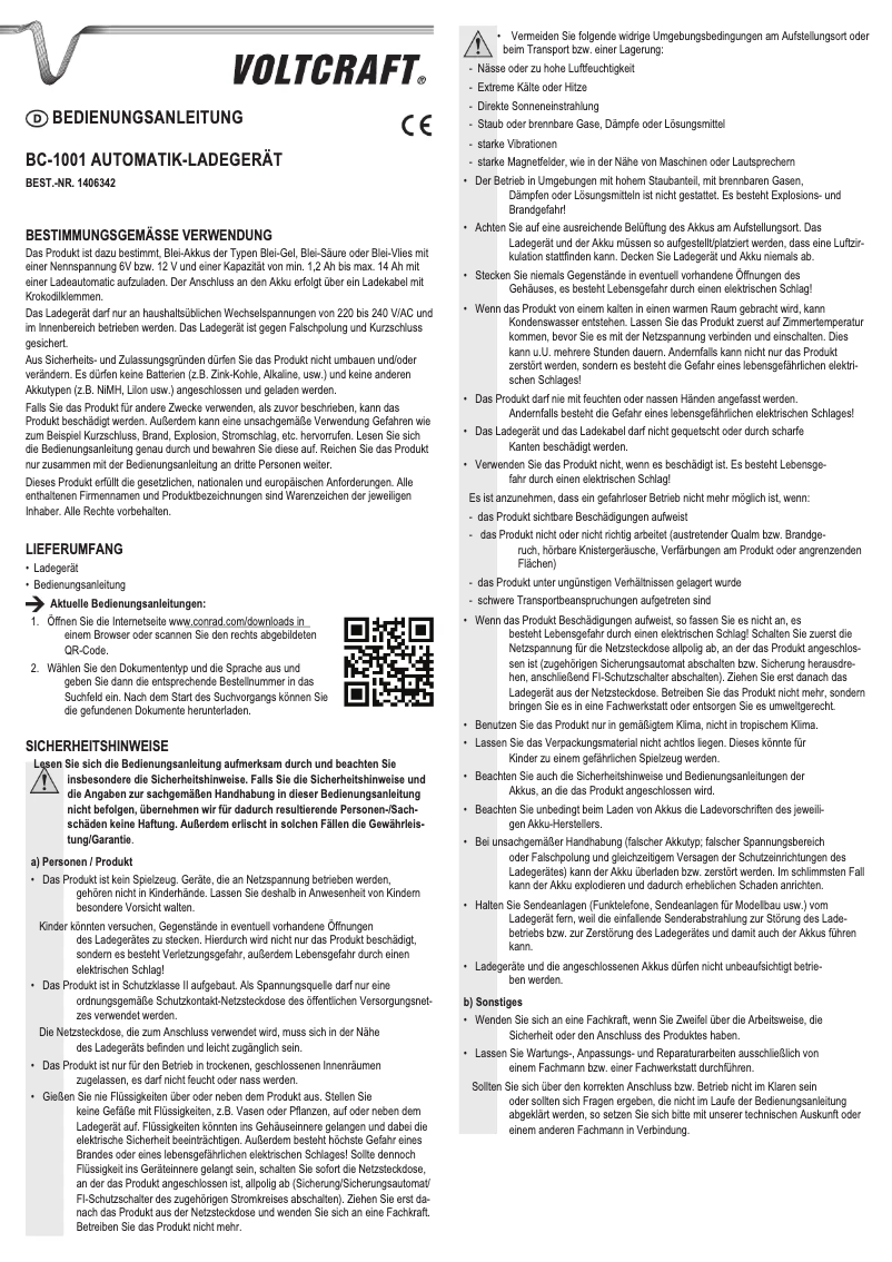 First page image of the manual for BC-1001