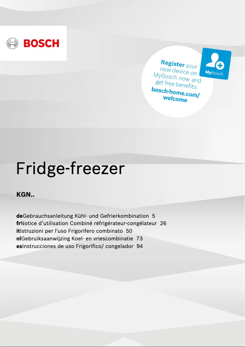 Page 1 of the manual User Manual Bosch KGN46XL40