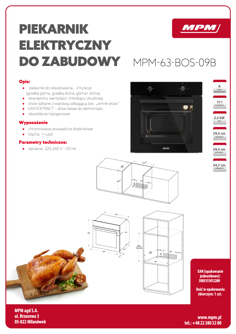 Page 1 of the manual Technical Sheet MPM PM-63-BOS-09B