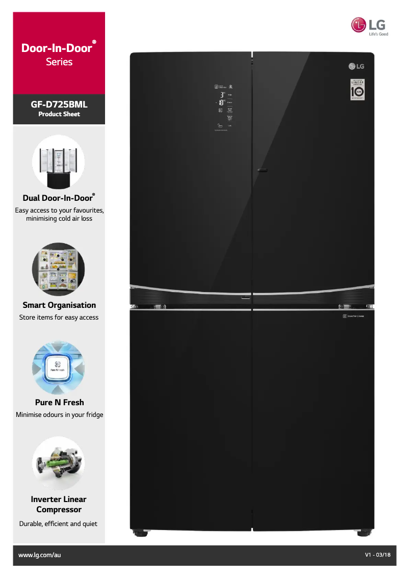 First page image of the manual for GF-D725BML