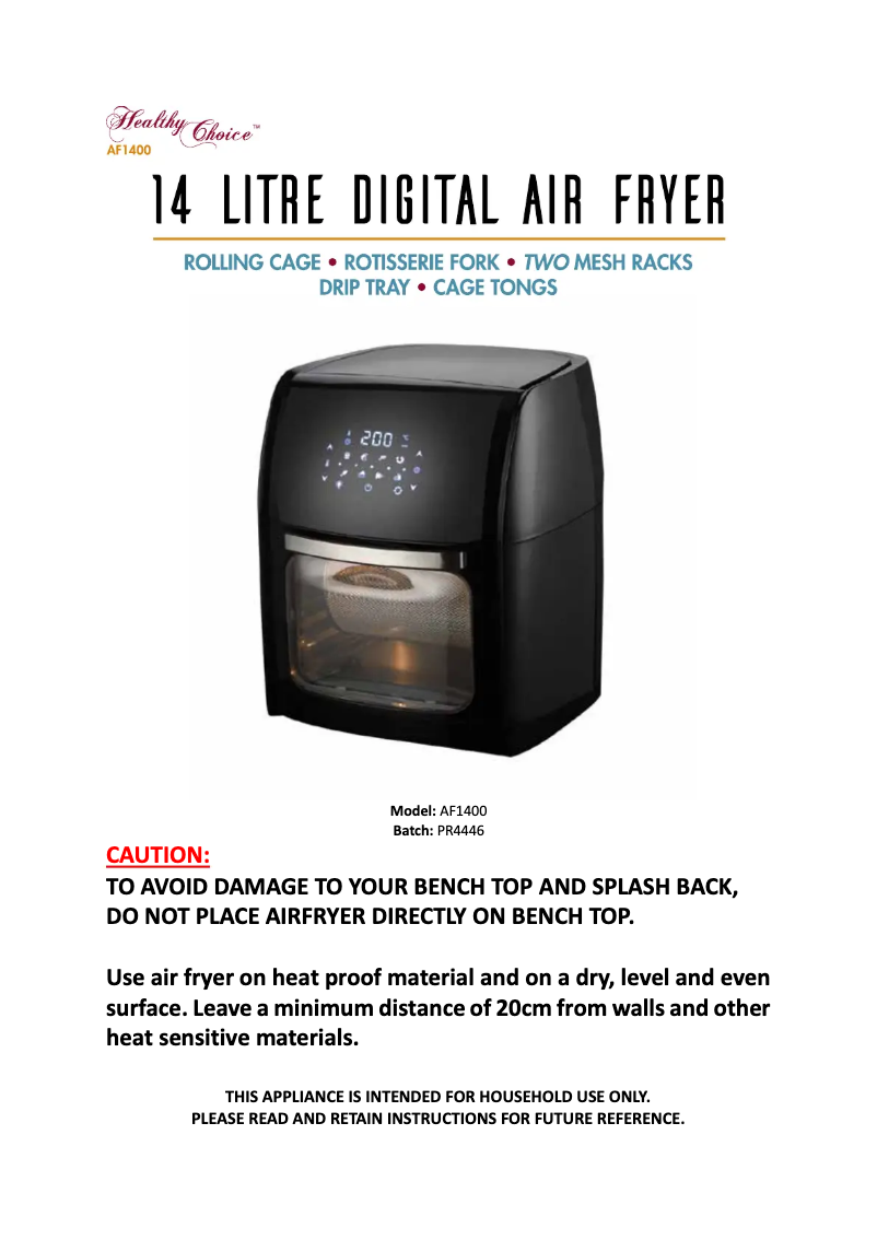 First page image of the manual for AF1400