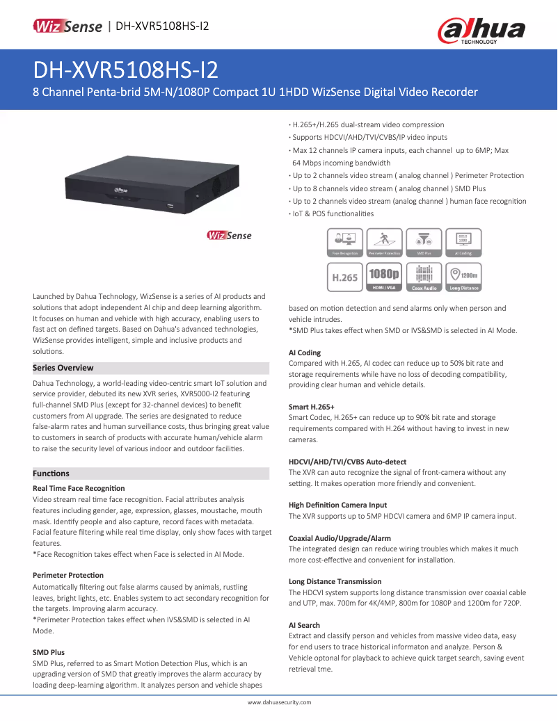 First page image of the manual for XVR5108HS-I2