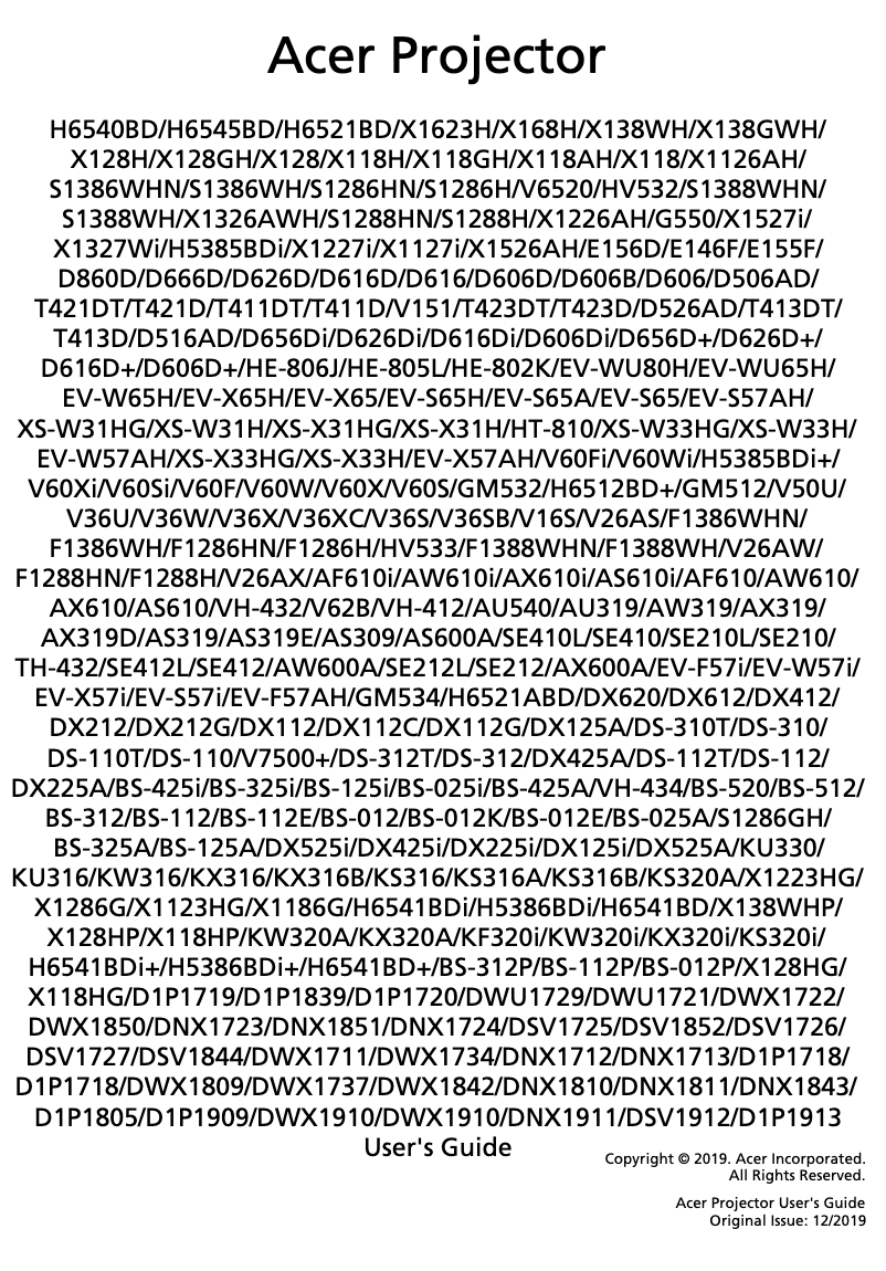 Page 1 of the manual User Manual Acer AX610