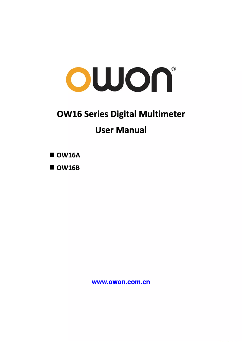 Page 1 of the manual User Manual Owon OW16B