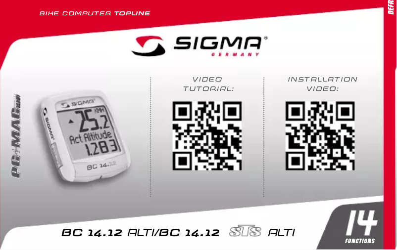 Page 1 of the manual User Manual Sigma BC 14.12 Alti