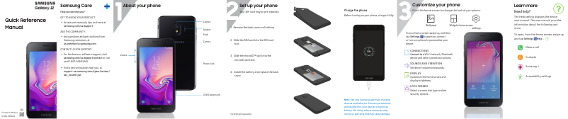 First page image of the manual for Galaxy J2