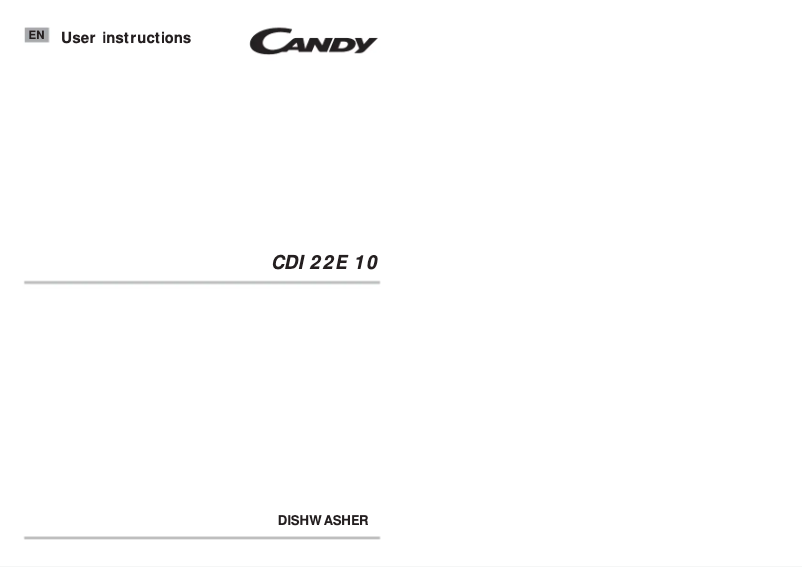 Page 1 of the manual User Manual Candy CDI 22E10-80