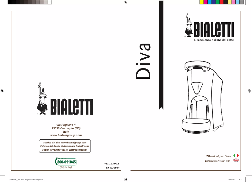 First page image of the manual for Diva CF70