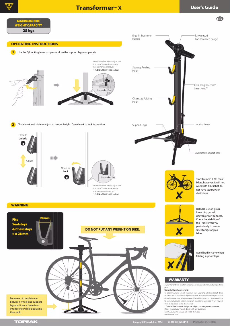 Page 1 of the manual User Manual Topeak Transformer X