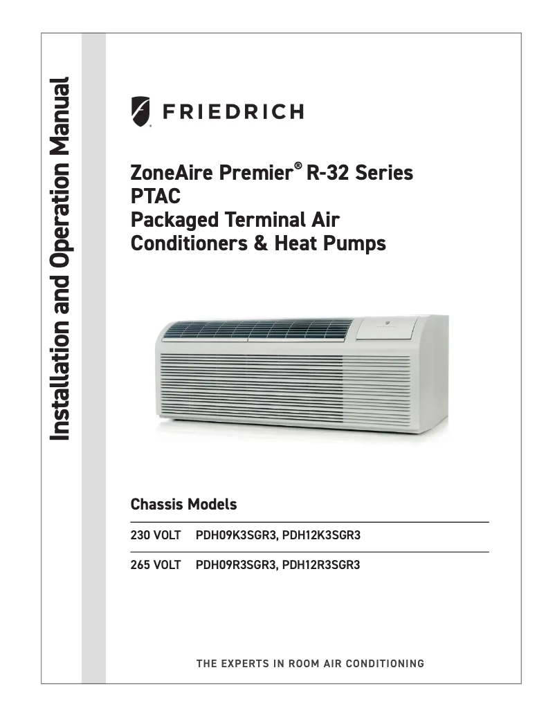 Page 1 of the manual User Manual Friedrich PDH09K3SG