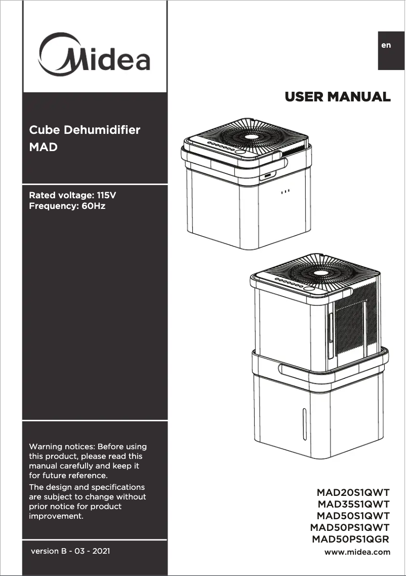 Page 1 of the manual Use and Maintenance Manual Midea MAD50PS1QGR