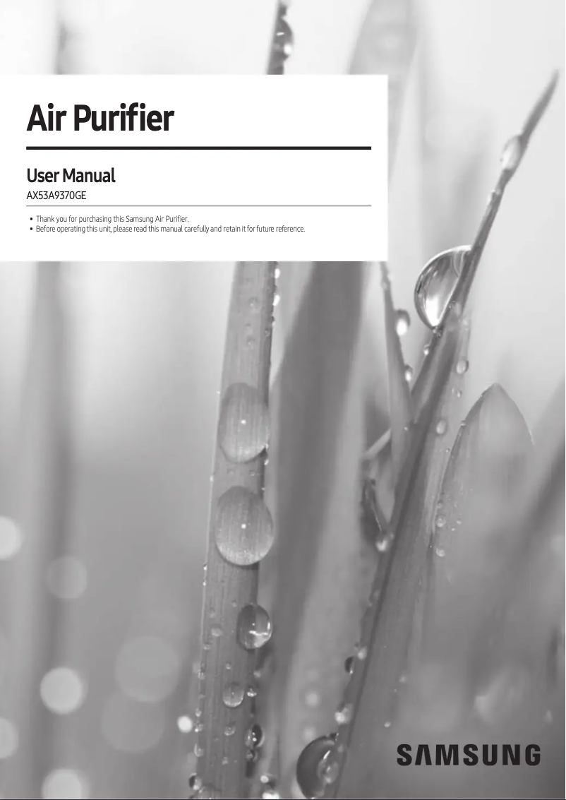 First page image of the manual for AX53A9370GE