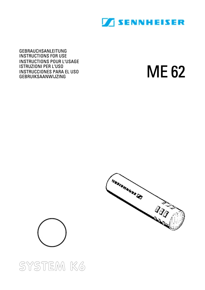 Page 1 of the manual Instruction Manual Sennheiser ME 62