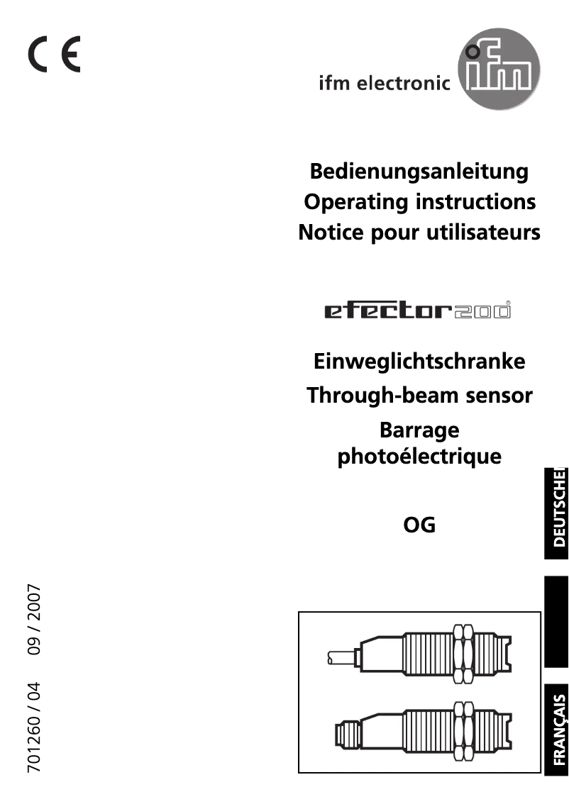 Page 1 of the manual User Manual IFM OG0039
