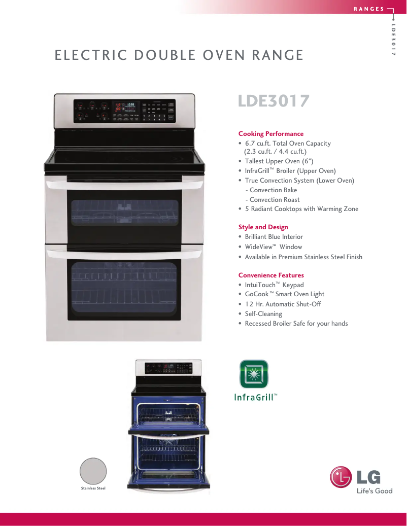 Page 1 of the manual Technical Sheet LG LDE3017ST