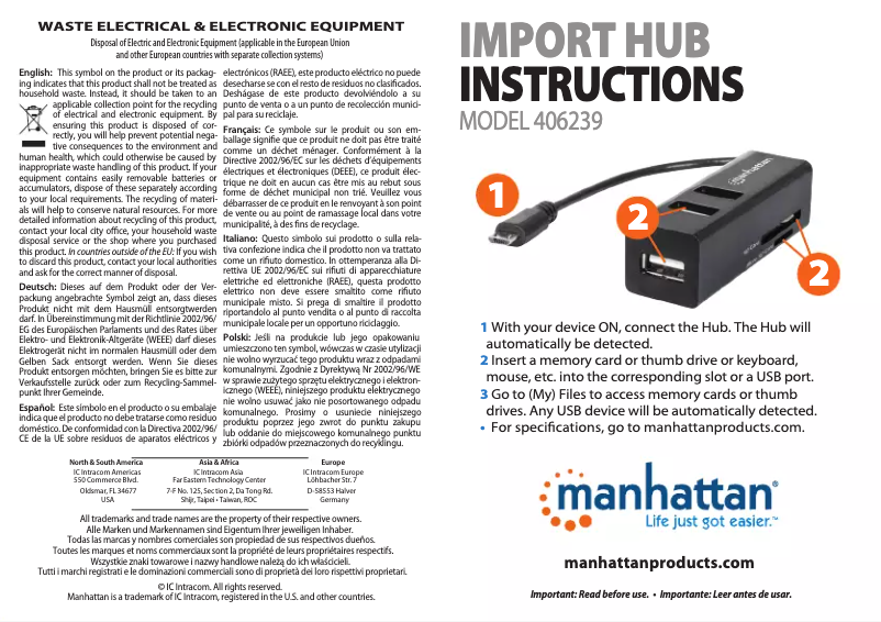 Page 1 of the manual User Manual Manhattan 406239