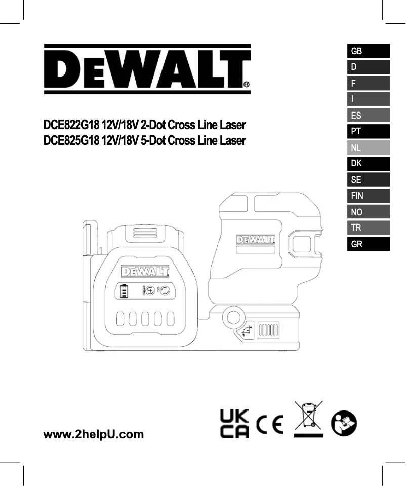 Page 1 of the manual User Manual DeWalt DCE825G18