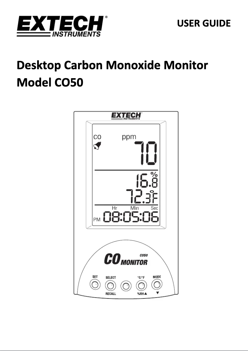 First page image of the manual for CO50
