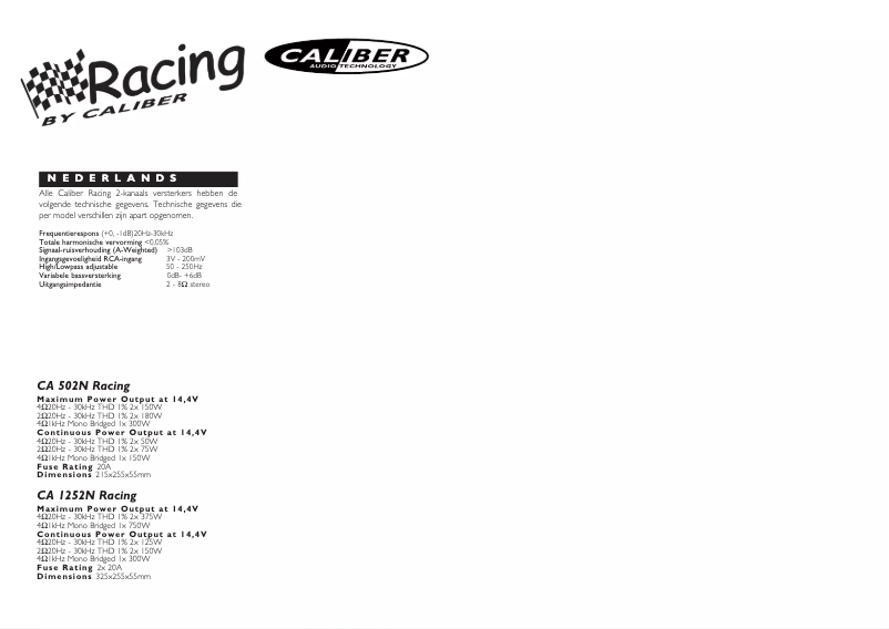 Page 1 of the manual User Manual Caliber CA 1252N
