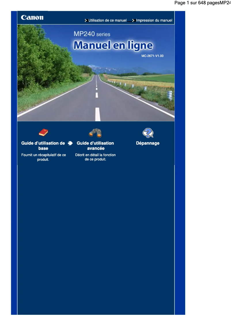 Page 1 of the manual User Manual Canon Pixma MP240