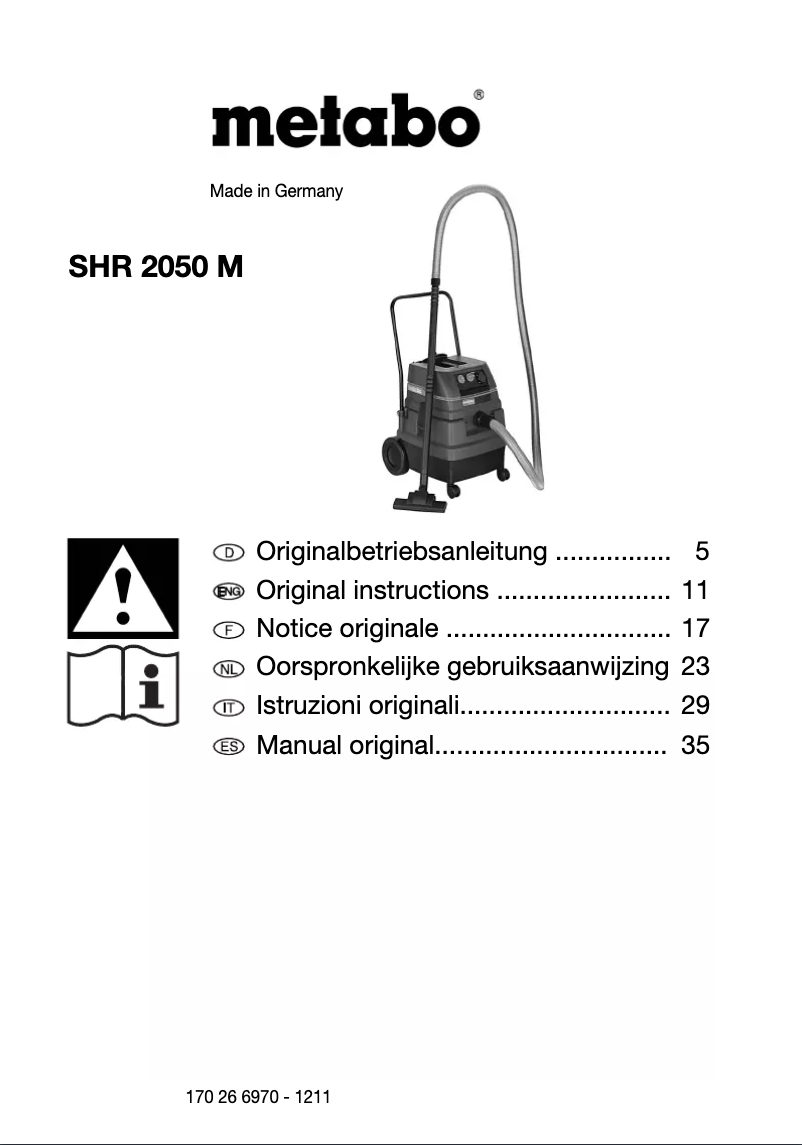 Page 1 of the manual User Manual Metabo SHR 2050 M