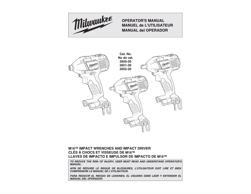 Page 1 of the manual User Manual Milwaukee 2651-20