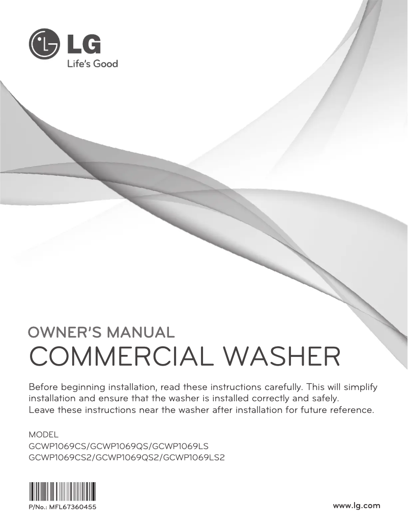 First page image of the manual for GCWP1069QS2