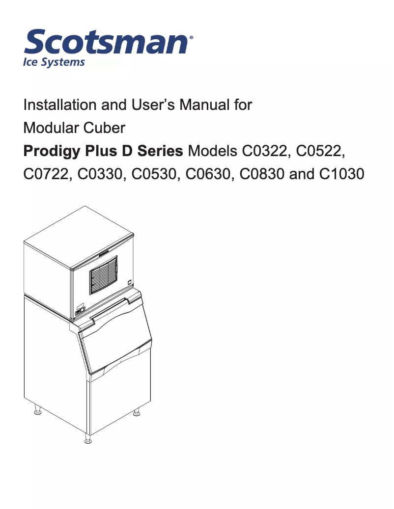 Page 1 of the manual Use and Maintenance Manual Scotsman C1030SR-32