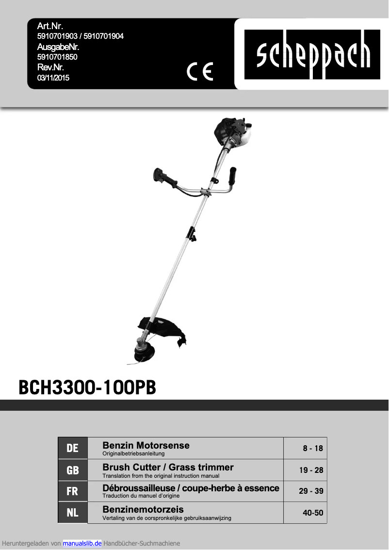 First page image of the manual for BCH3300