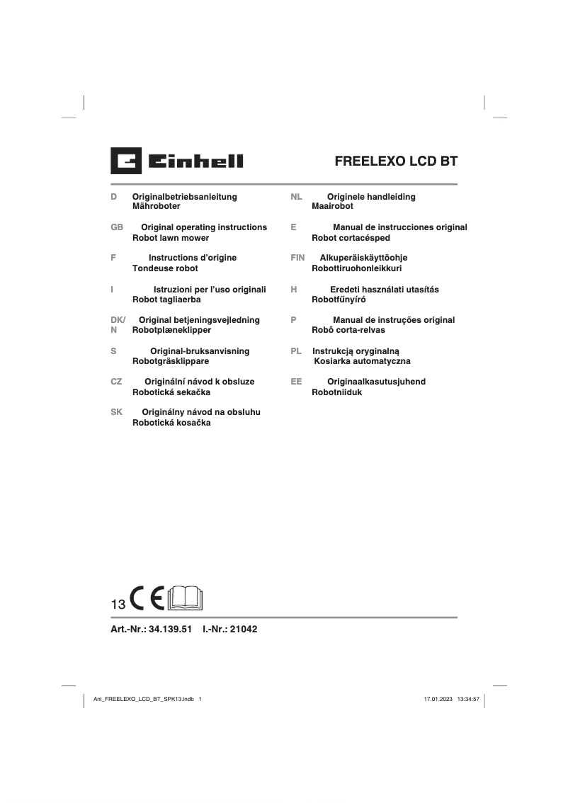 Page 1 of the manual User Manual Einhell FREELEXO 900 LCD BT