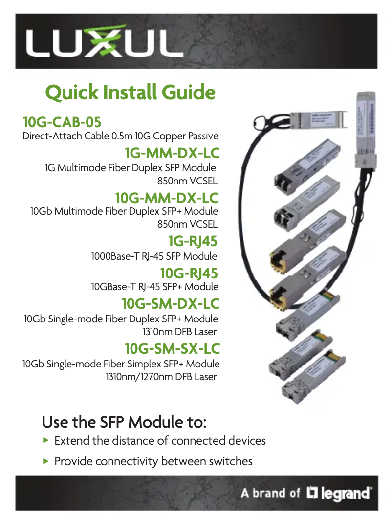 Page 1 of the manual User Manual Luxul 10G-RJ45