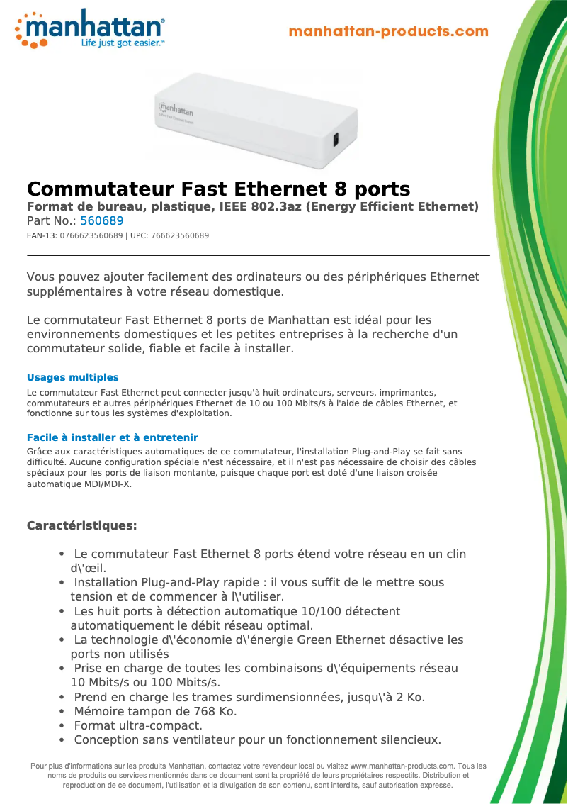 First page image of the manual for 560689 network switch