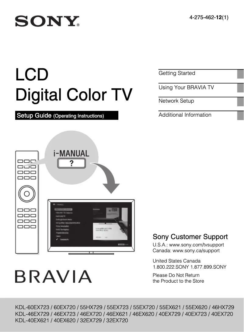 Page 1 of the manual User Manual Sony Bravia KDL-32EX720