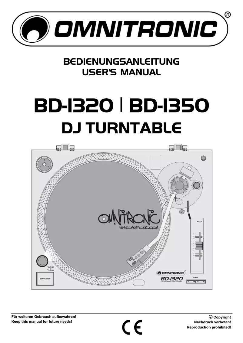 First page image of the manual for BD-1320