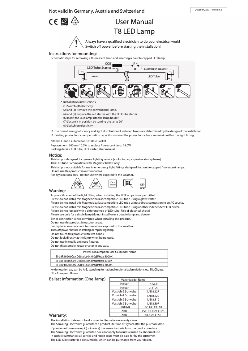 First page image of the manual for SI-L8R10206CEU