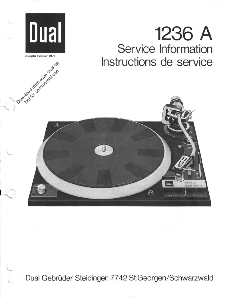 First page image of the manual for 1236 A