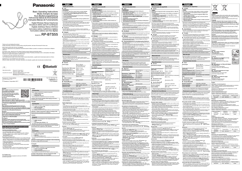 Page 1 of the manual User Manual Panasonic RP-BTS55E