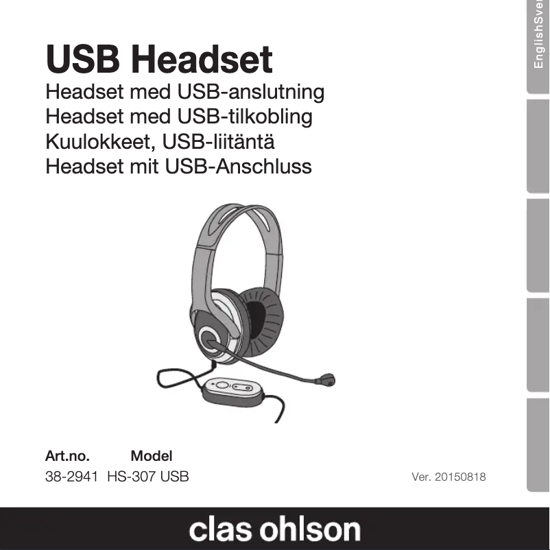 First page image of the manual for HS-307 USB