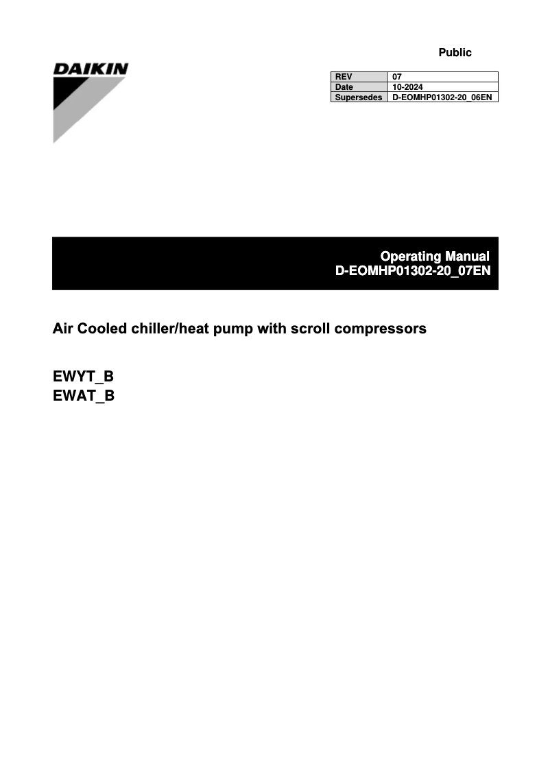 Page 1 of the manual User Manual Daikin EWAT240B-SSA2