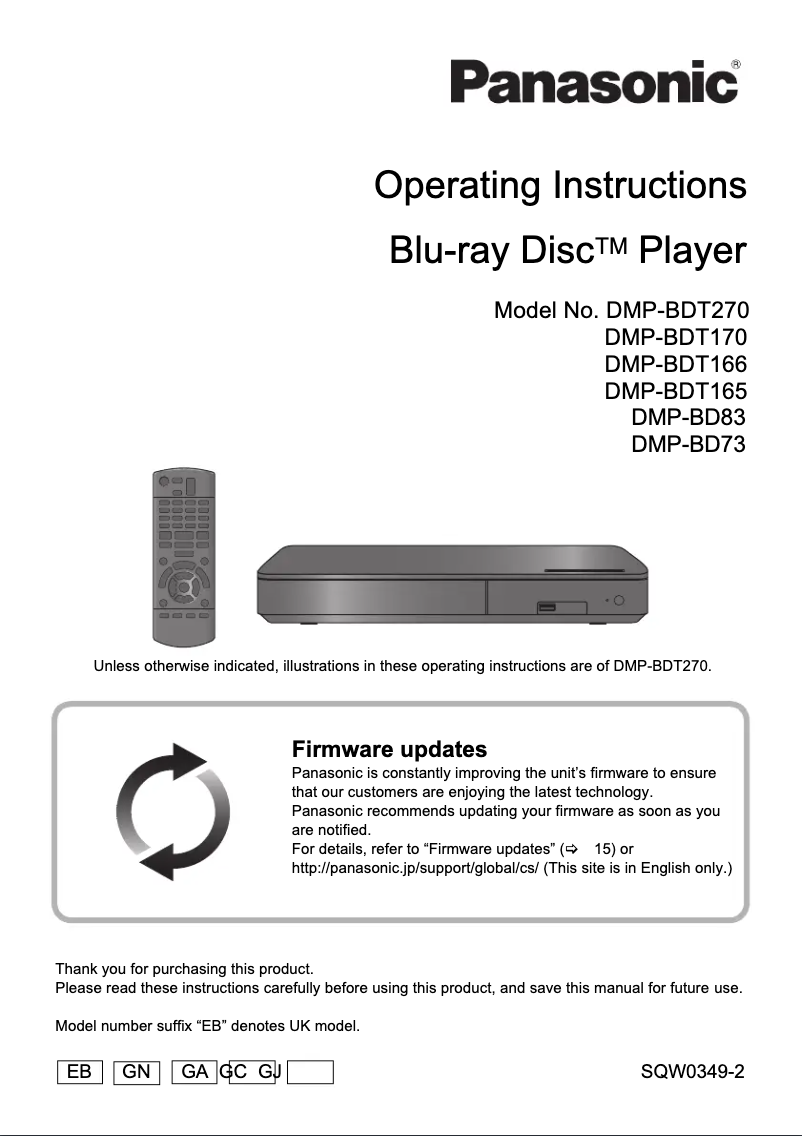 First page image of the manual for DMP-BDT165GN