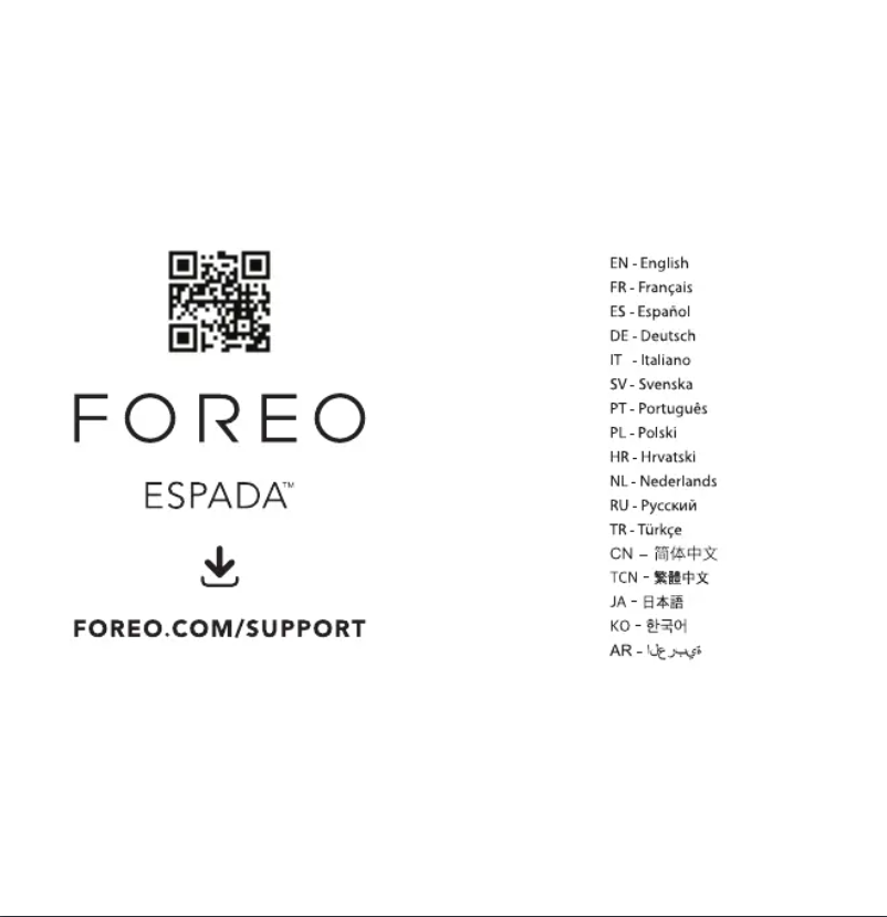 Page 1 de la notice Manuel utilisateur Foreo Espada