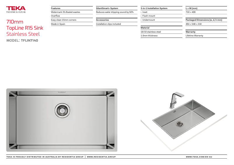 Page 1 of the manual User Manual Teka TFLIN7140