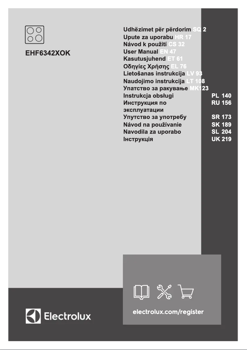 First page image of the manual for EHF6342XOK