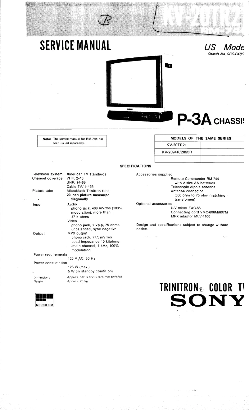 First page image of the manual for KV-20TR21