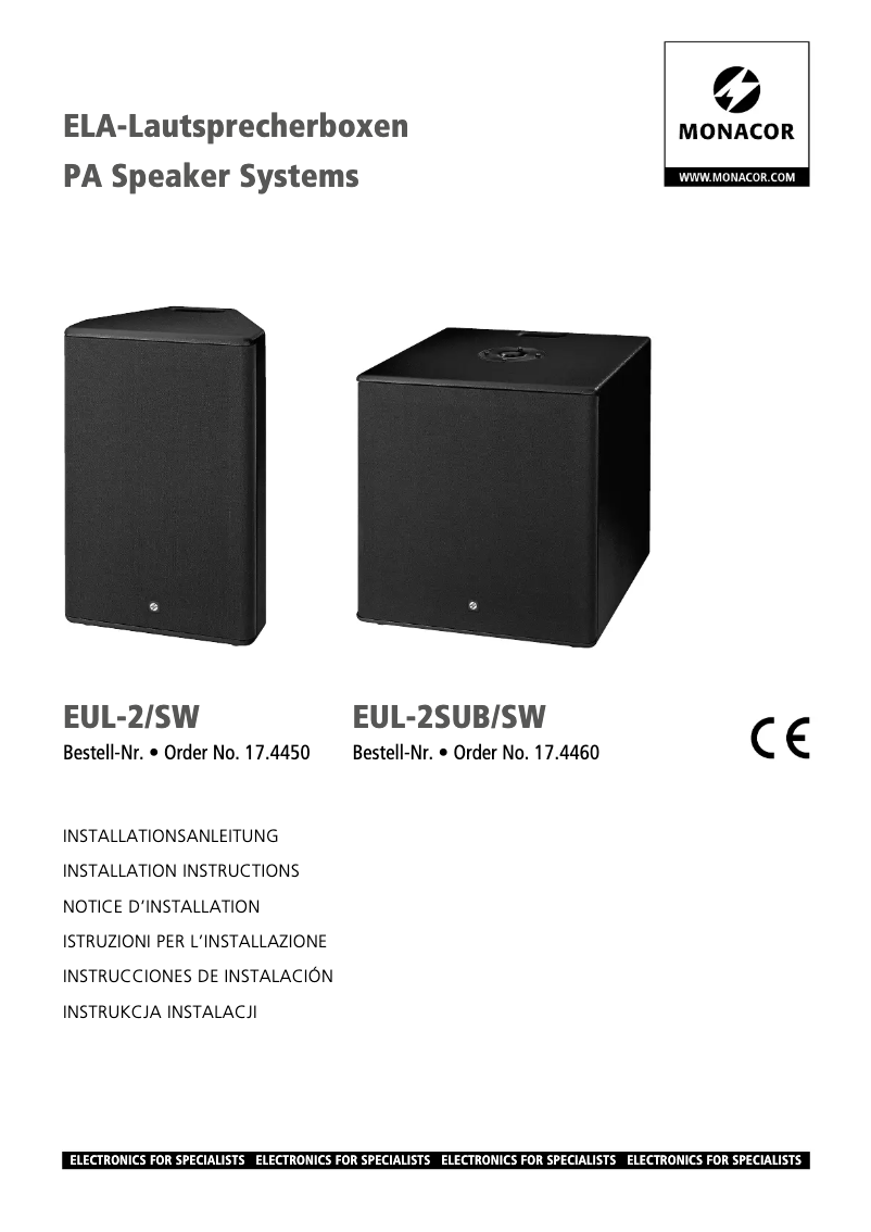 First page image of the manual for EUL-2/SW