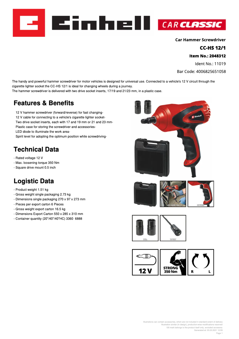 First page image of the manual for CC-HS 12/1