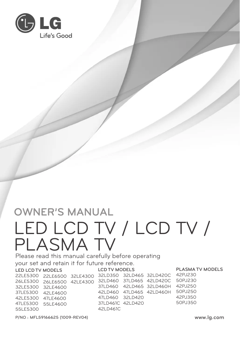 First page image of the manual for 42LD460B