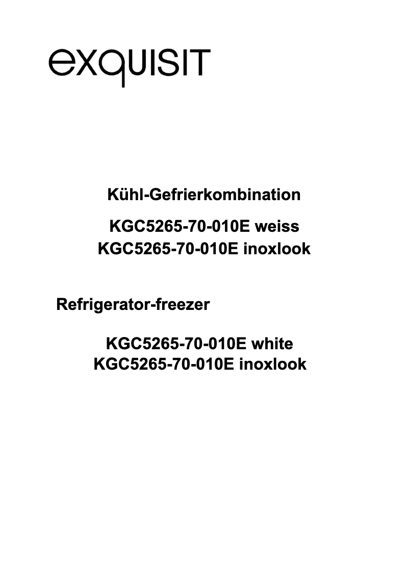 First page image of the manual for KGC5265-70-010E