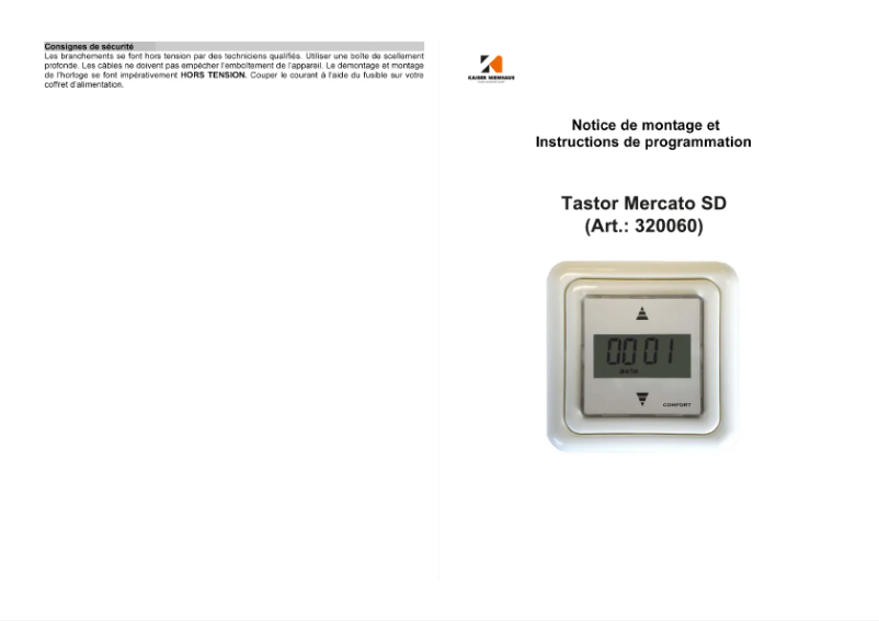 First page image of the manual for Tastor Mercato SD